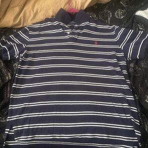 Ralph Lauren Blue Polo Shirt with White stripes